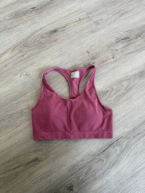 Athleta Ribbed Racerback Sports Bra in Dusty Rose